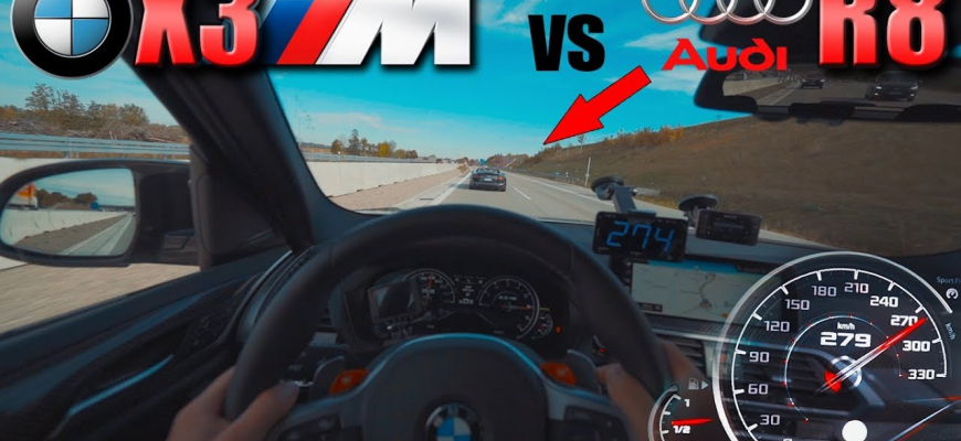VIDEO: šialená naháňačka na diaľnici v takmer 300 km/h, Audi R8 vs. BMW X3M